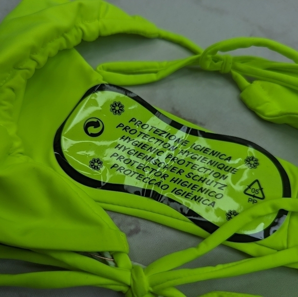 Good American Swim Bottom Women Electric Green Tiny Ties Bikini Neon - Picture 9 of 11